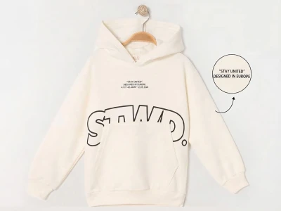 Toptan RUHAT KİDS STWD Baskılı Kanguru Cepli Kapşonlu 3 İp Şardonlu Erkek Sweat  - Toptan Çocuk Giyim Beniz Kids