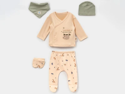 Safari Baskılı Erkek Bebe 5li Set