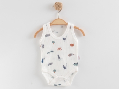 Safari Desenli Erkek Bebe Çıtcıtlı Badi