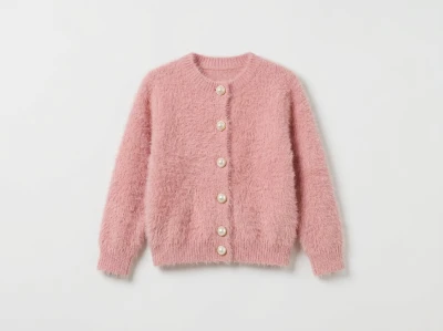 Toptan TOLGA KİDS Sakallı Kumaş Kız Çocuk Hırka Pink - Beniz Bebe