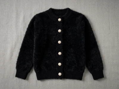 Toptan TOLGA KİDS Sakallı Kumaş Kız Çocuk Hırka Black - Beniz Bebe