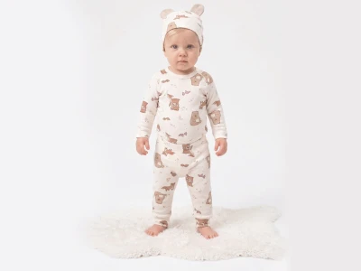 Şapkalı Erkek Bebe Üçlü Takım 