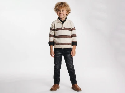 Toptan YAVRUCAK Şerit Detay Trikolu 3'lü Erkek Çocuk Takım - Toptan Çocuk Giyim Beniz Kids