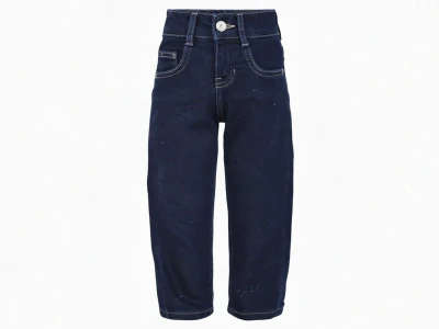 Toptan SERCİNO Simli Baggy Kız Kot Pantolon LACİVERT - Beniz Bebe