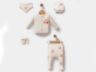Sincap Baskılı Kız Bebe 5li Set