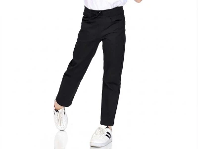 Siyah Renk Düz Paça Unisex Keten Okul Pantolon 