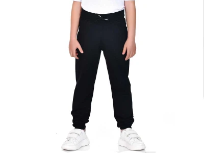 Siyah Renk Lastikli Paça Unisex Okul Eşofman Tek Alt  