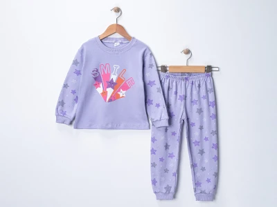 Smile Baskılı Kız Pijama Takım 