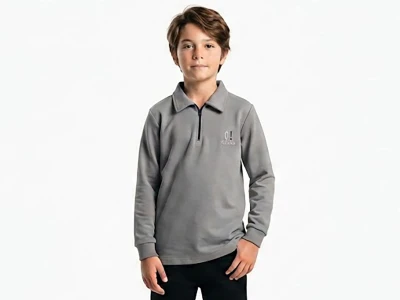 Toptan TANEM KİDS Sport Baskılı Fermuarlı Erkek Sweat  GRİ - Beniz Bebe