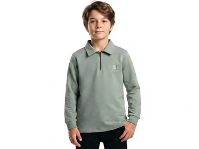 Toptan TANEM KİDS Sport Baskılı Fermuarlı Erkek Sweat  SUYEŞİLİ - Beniz Bebe