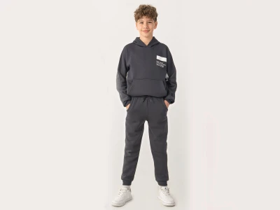 Toptan RUHAT KİDS Sporty Baskılı Kapşonlu Şardonlu 3 İp Erkek Takım - Toptan Çocuk Giyim Beniz Kids