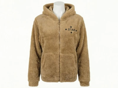 Toptan STAR POP Star Nakışlı Well Soft Peluş Erkek Hırka KAHVERENGİ - Beniz Bebe