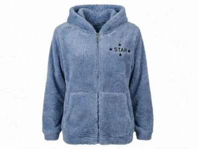 Toptan STAR POP Star Nakışlı Well Soft Peluş Erkek Hırka MAVİ - Beniz Bebe