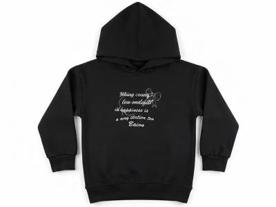 Toptan CMK Sthing Baskılı 3 İp Şardonlu Kız Sweat  SİYAH - Beniz Bebe