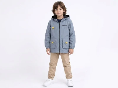 Toptan CRİSPY Stranger Baskılı Cepli Erkek Yağmurluk  - Toptan Çocuk Giyim Beniz Kids
