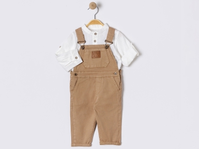 Toptan ORYEDA Style Armalı Erkek Salopet İkili Set KAHVERENGİ - Beniz Bebe