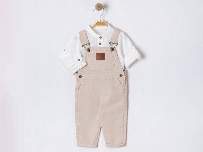 Toptan ORYEDA Style Armalı Erkek Salopet İkili Set BEJ - Beniz Bebe
