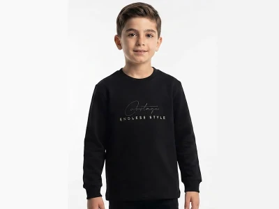 Toptan TANEM KİDS Style Baskılı Erkek Sweat  SİYAH - Beniz Bebe