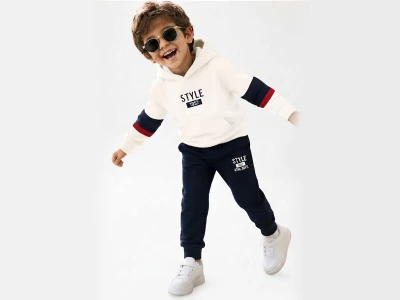 Toptan PALM LİFE Style Baskılı Kanguru Cepli Kapşonlu Erkek Takım  White - Beniz Bebe