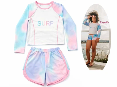 Surf Baskılı Kız Mayo 