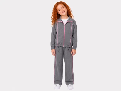 Toptan ROYA KİDS Taş Desenli Fermuarlı Kız Takım  - Toptan Çocuk Giyim Beniz Kids