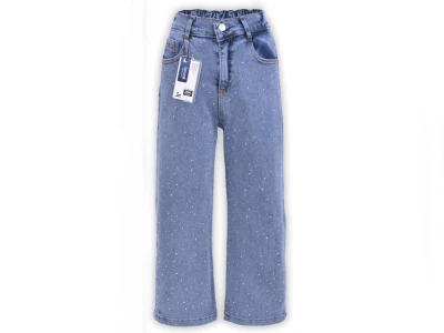 Taşlı Geniş Paça Kız Kot Pantolon