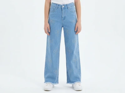 Toptan NAWİ Taşlı Kız Çocuk Kot Pantolon - Toptan Çocuk Giyim Beniz Kids