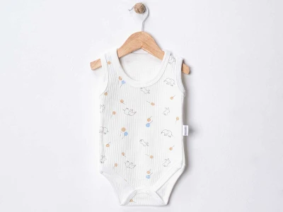 Tavşan Baskılı Bebe Çıtçıtlı Badi
