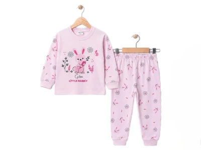 Toptan SÜPERMİNİ Tavşan Baskılı Erkek Çocuk Takım - Toptan Çocuk Giyim Beniz Kids