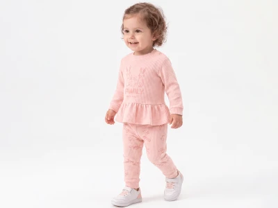 Tavşan Baskılı Kız Bebe Takım