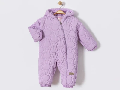 Toptan CRİSPY Kozmonot Tavşan Desenli Kız Bebe Mont LİLA - Beniz Bebe