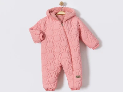 Toptan CRİSPY Kozmonot Tavşan Desenli Kız Bebe Mont GÜLKURUSU - Beniz Bebe