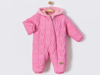 Toptan CRİSPY Kozmonot Tavşan Desenli Kız Bebe Mont PEMBE - Beniz Bebe
