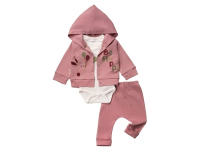 Toptan HOPY BABY Tavşan Detay Kız Bebek 3'lü Takım PEMBE - Beniz Bebe