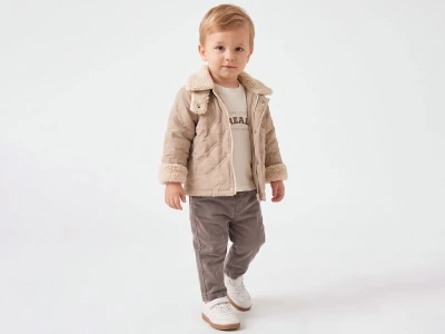 Toptan CANÖZ Tavşan Nakışlı Ceketli Üçlü Erkek Bebe Takım - Toptan Çocuk Giyim Beniz Kids