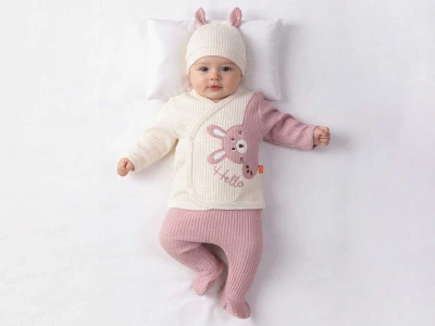 Tavşan Nakışlı Kız Bebe Hastane Çıkışı 5'li Set 