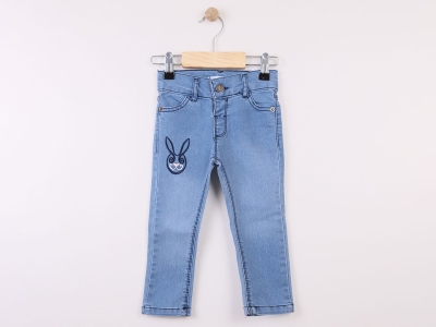 Tavşan Nakışlı Kız Kot Pantolon