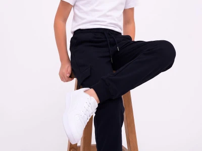 Toptan MİSS MODEL Tek Komando Cepli 2 İp Unisex Okul Tek Alt SİYAH - Beniz Bebe