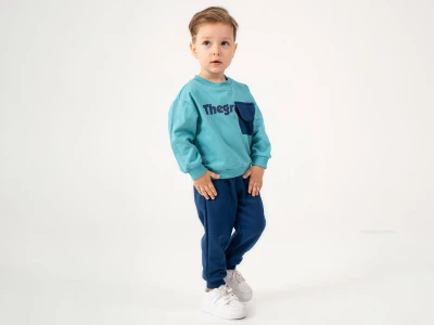 Toptan POYRAZ The Baskılı 2 İp Erkek Takım MAVİ - Beniz Bebe