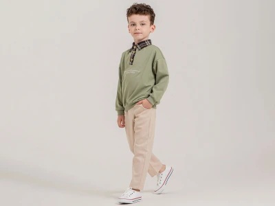 Toptan ÇITIR KİDS The Creative Baskılı Düğmeli Yakalı Erkek Takım  - Toptan Çocuk Giyim Beniz Kids