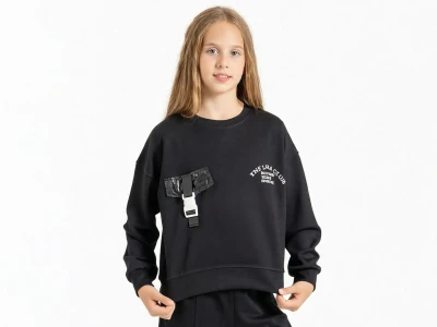 Toptan ÖZ BEBE The Lola Baskılı Oysho Kız Sweat  - Toptan Çocuk Giyim Beniz Kids