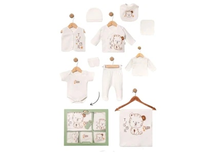 Toptan BABY ZUHU Tiger Detay 10'lu Hastane Çıkışı Erkek Bebek Zıbın Set - Toptan Çocuk Giyim Beniz Kids