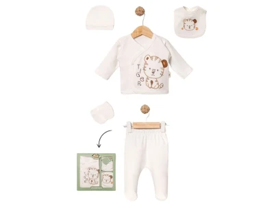 Toptan BABY ZUHU Tiger Detay 5'li Hastane Çıkışı Erkek Bebek Zıbın Set - Toptan Çocuk Giyim Beniz Kids