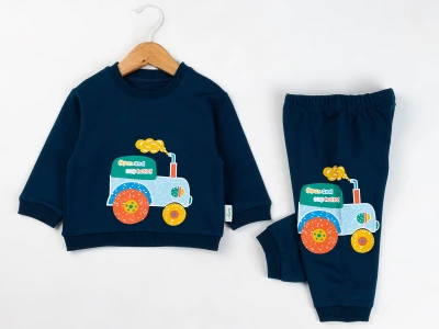 Toptan COMİX Traktör Baskılı Erkek Bebe Takım - Toptan Çocuk Giyim Beniz Kids