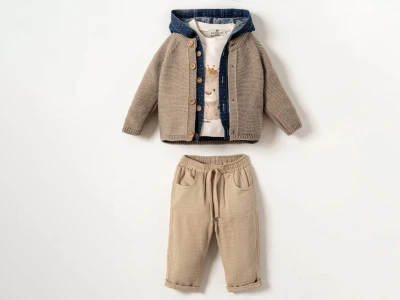 Toptan COCOSİSS Trikolu Kapşonlu 4'lü Erkek Bebek Takım - Toptan Çocuk Giyim Beniz Kids