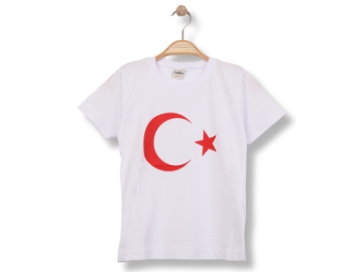 Türk Bayrağı Ay Yıldız Baskılı Unisex Tişört