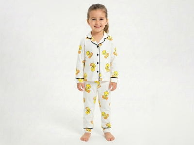 Tweety Desenli Yakalı Kız Pijama Takım