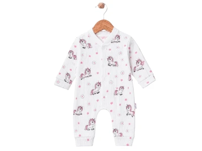 Unicorn Baskılı Kız Bebe Tulum 