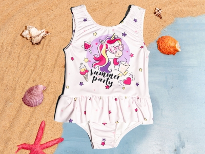 Unicorn Baskılı Kız Mayo