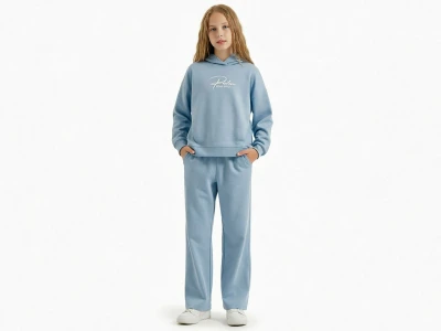 Toptan ÖZ BEBE Vibes Baskılı Çıtçıtlı Oysho Kız Takım - Toptan Çocuk Giyim Beniz Kids